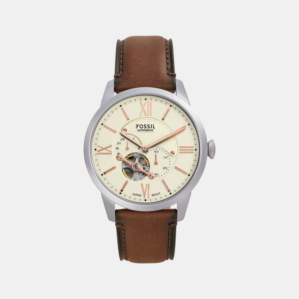 Townsman Men Automatic Cream Dial Multi-Function Leather Watch ME3266