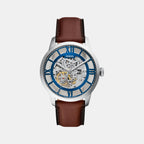 Men Mechanical Clear Dial Analog Leather Watch ME3267