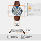 Men Mechanical Clear Dial Analog Leather Watch ME3267