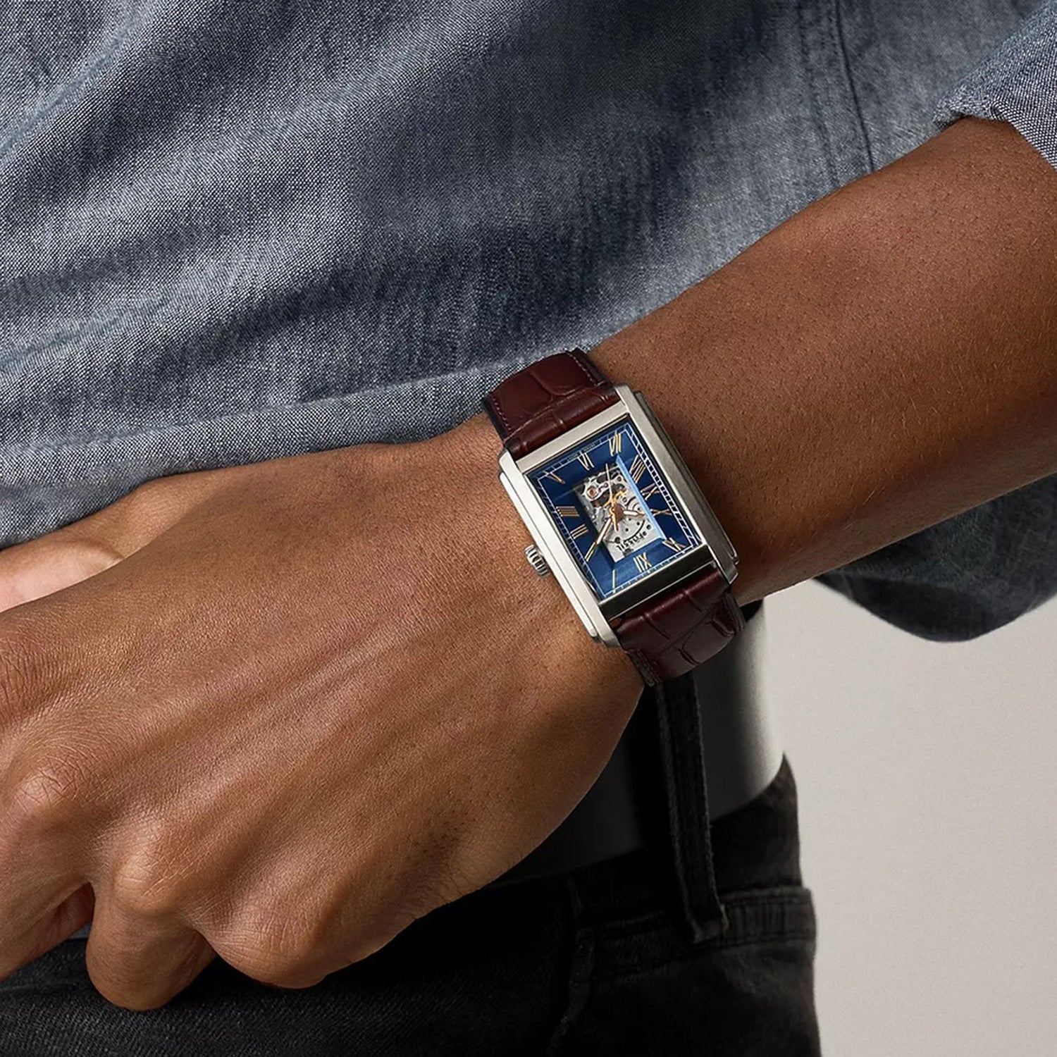 Carraway Men Automatic Blue Dial Analog Leather Watch ME3273