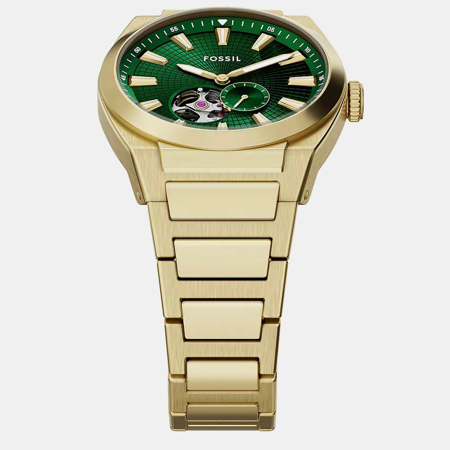 Everett Open Heart Men Automatic Green Dial Analog Stainless Steel Watch ME3276