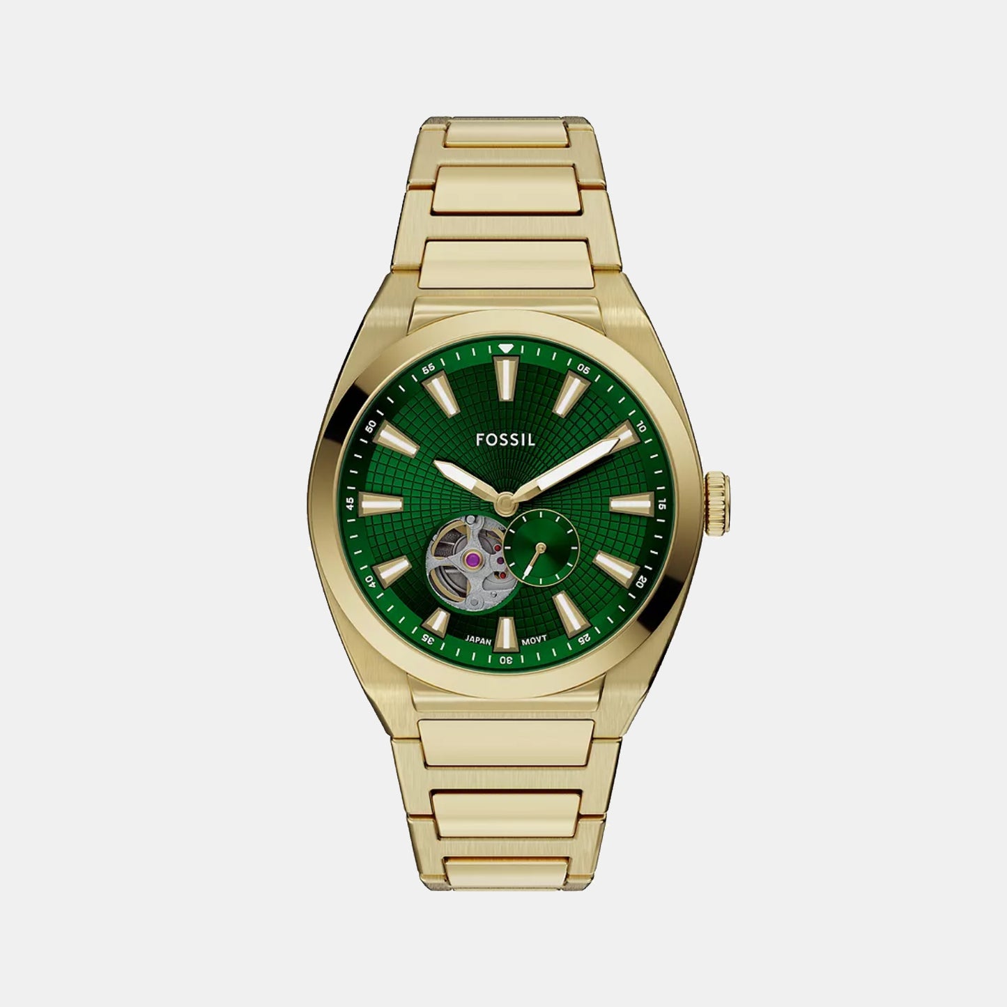 Everett Open Heart Men Automatic Green Dial Analog Stainless Steel Watch ME3276