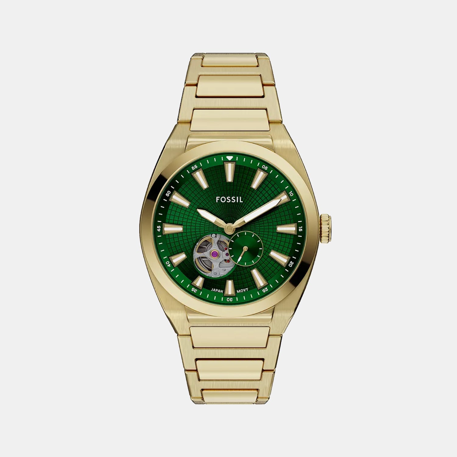Everett Open Heart Men Automatic Green Dial Analog Stainless Steel Watch ME3276