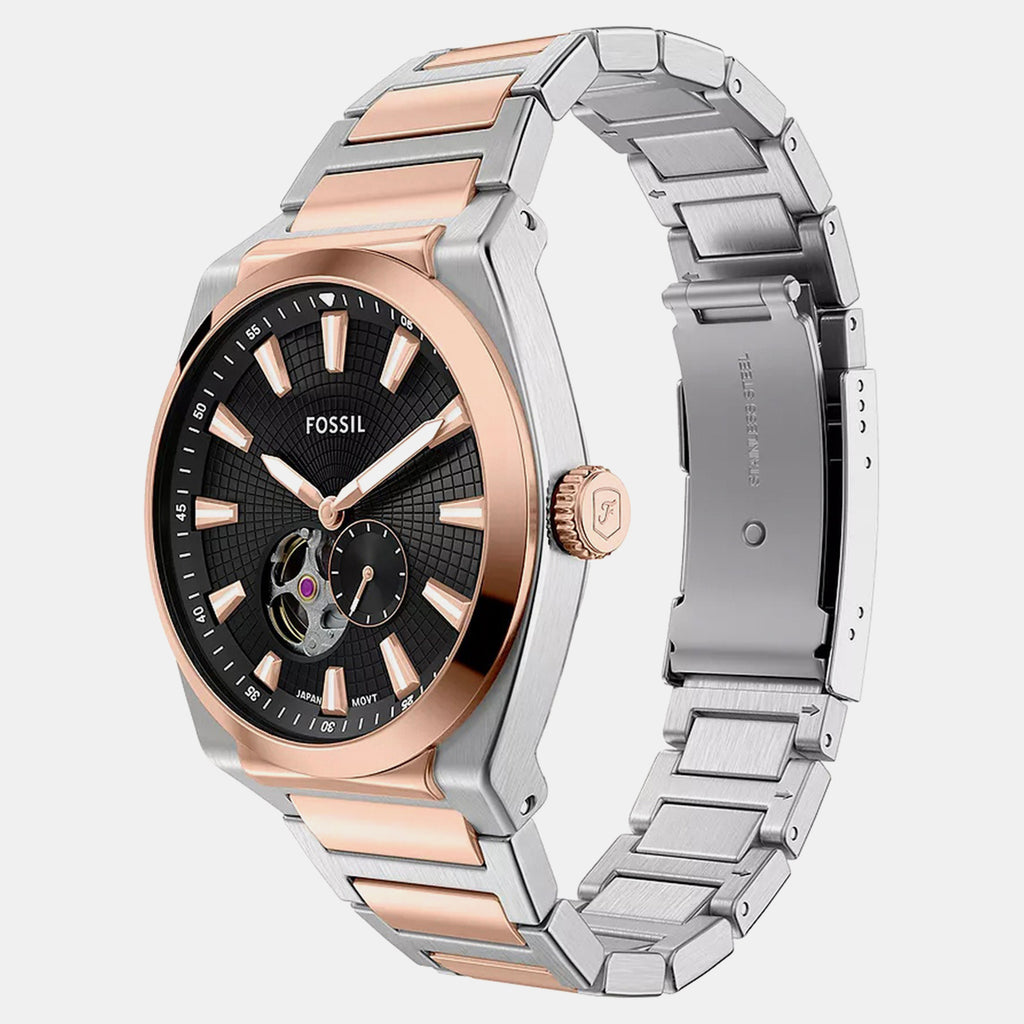 Everett Men Automatic Black Dial Analog Stainless Steel Watch ME3277