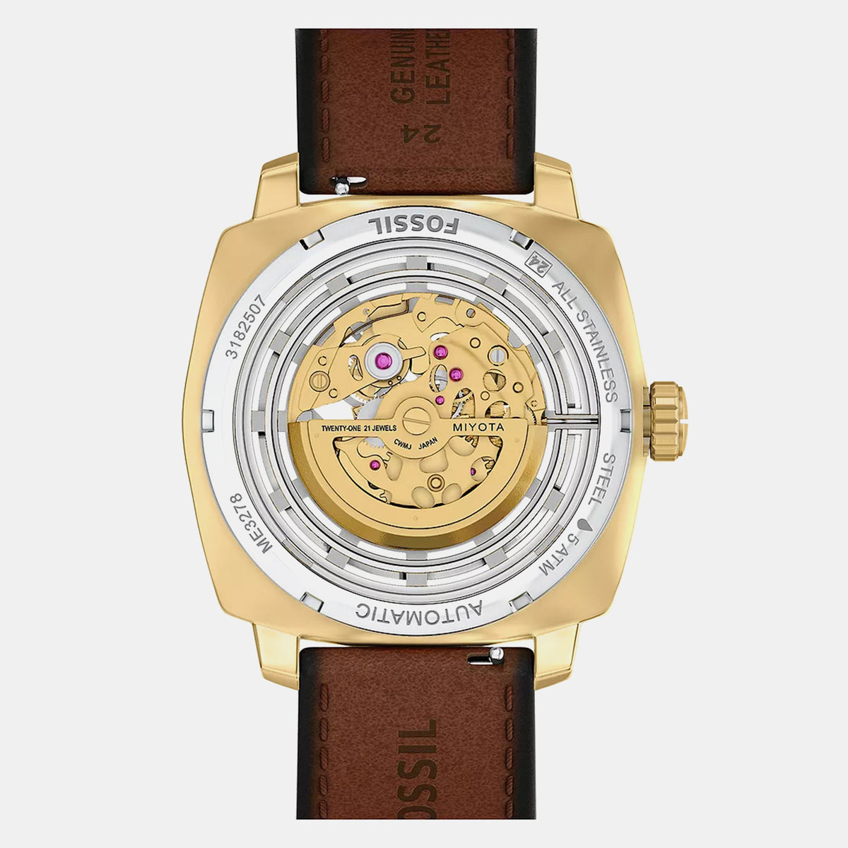 Machine Men Automatic Gold Dial Analog Leather Watch ME3278