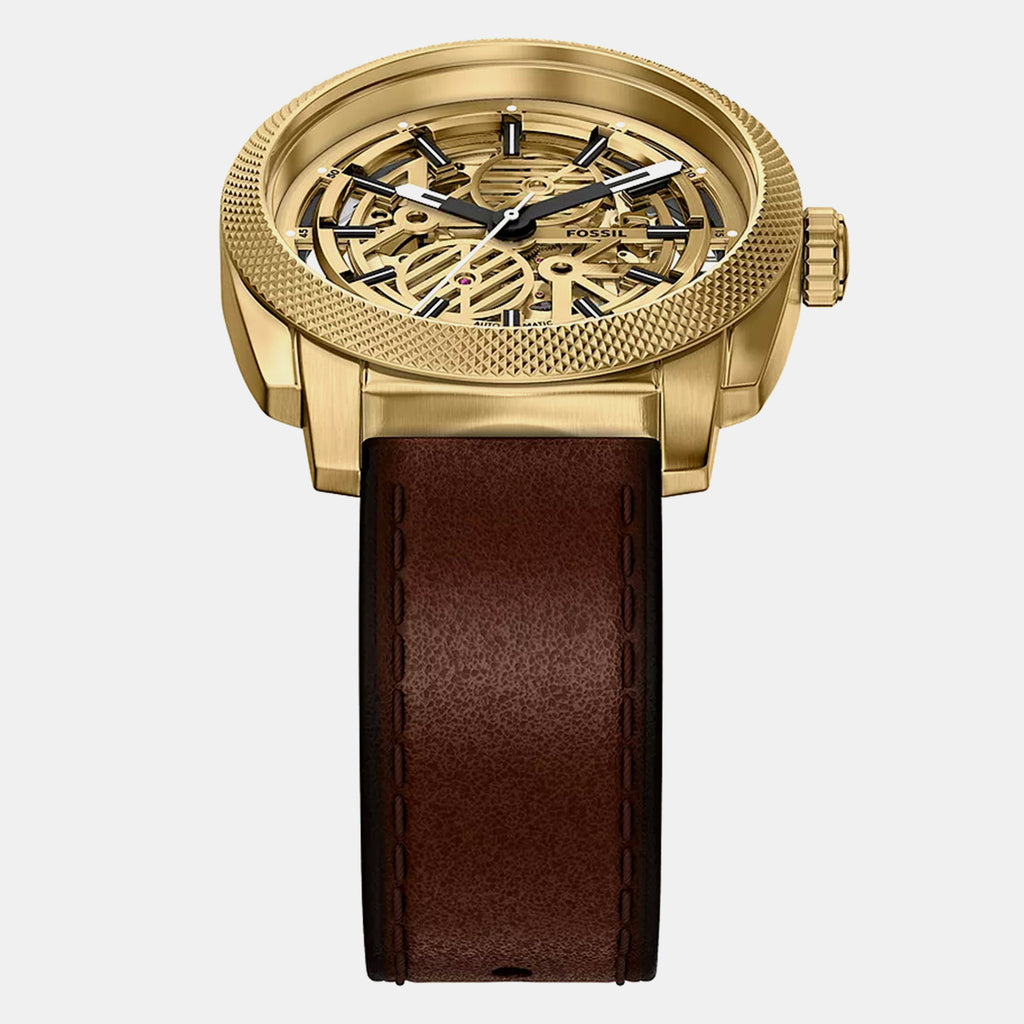 Men Automatic Gold Dial Analog Leather Watch ME3278