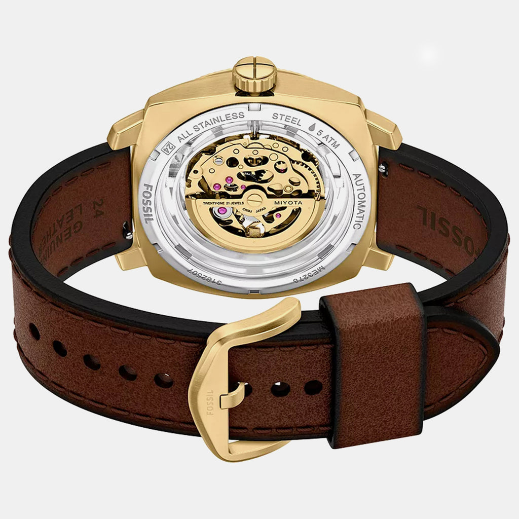 Men Automatic Gold Dial Analog Leather Watch ME3278
