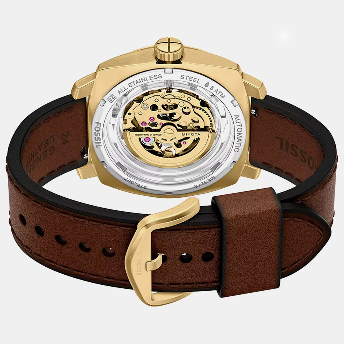 Machine Men Automatic Gold Dial Analog Leather Watch ME3278
