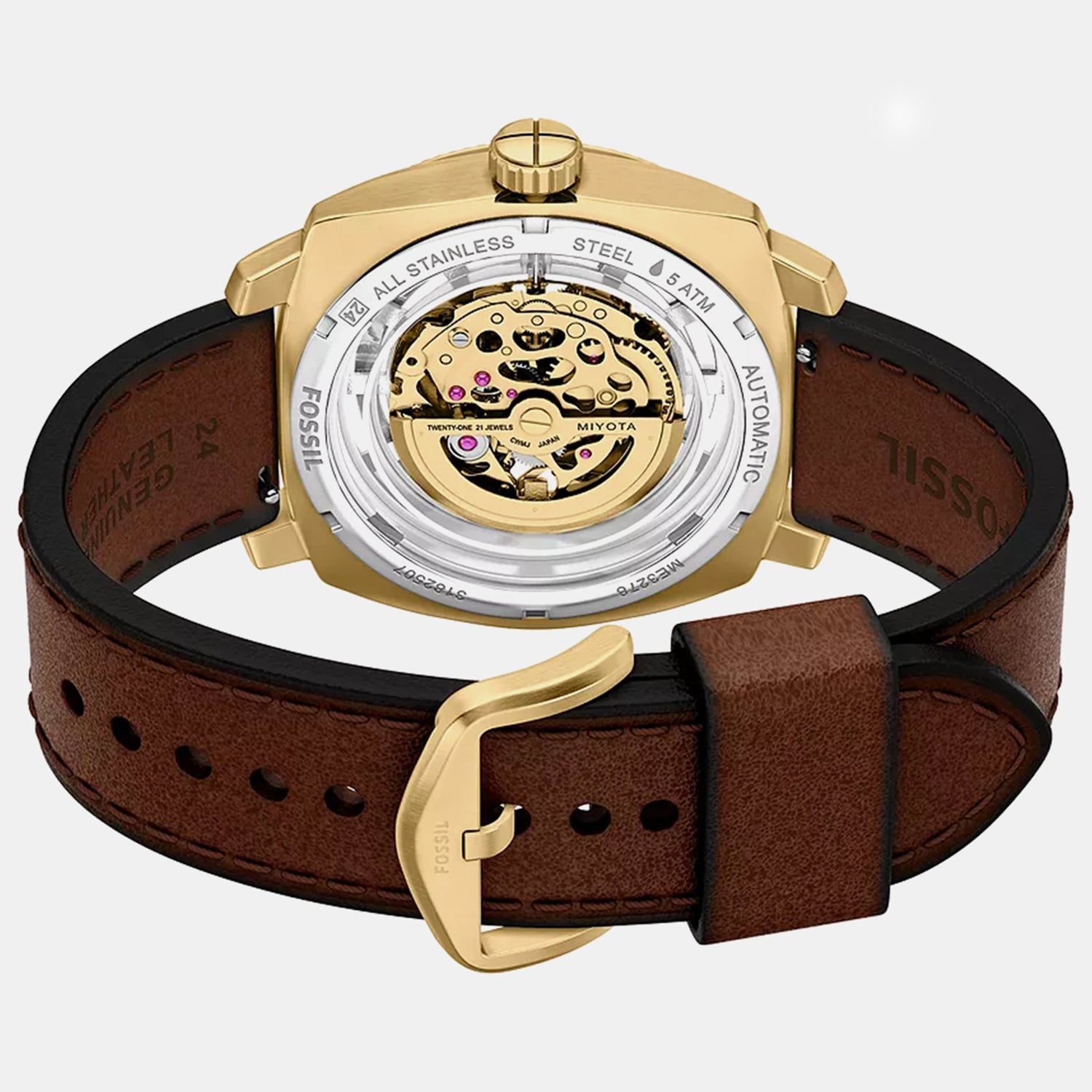 Men Automatic Gold Dial Analog Leather Watch ME3278