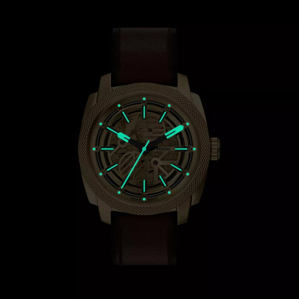 Men Automatic Gold Dial Analog Leather Watch ME3278