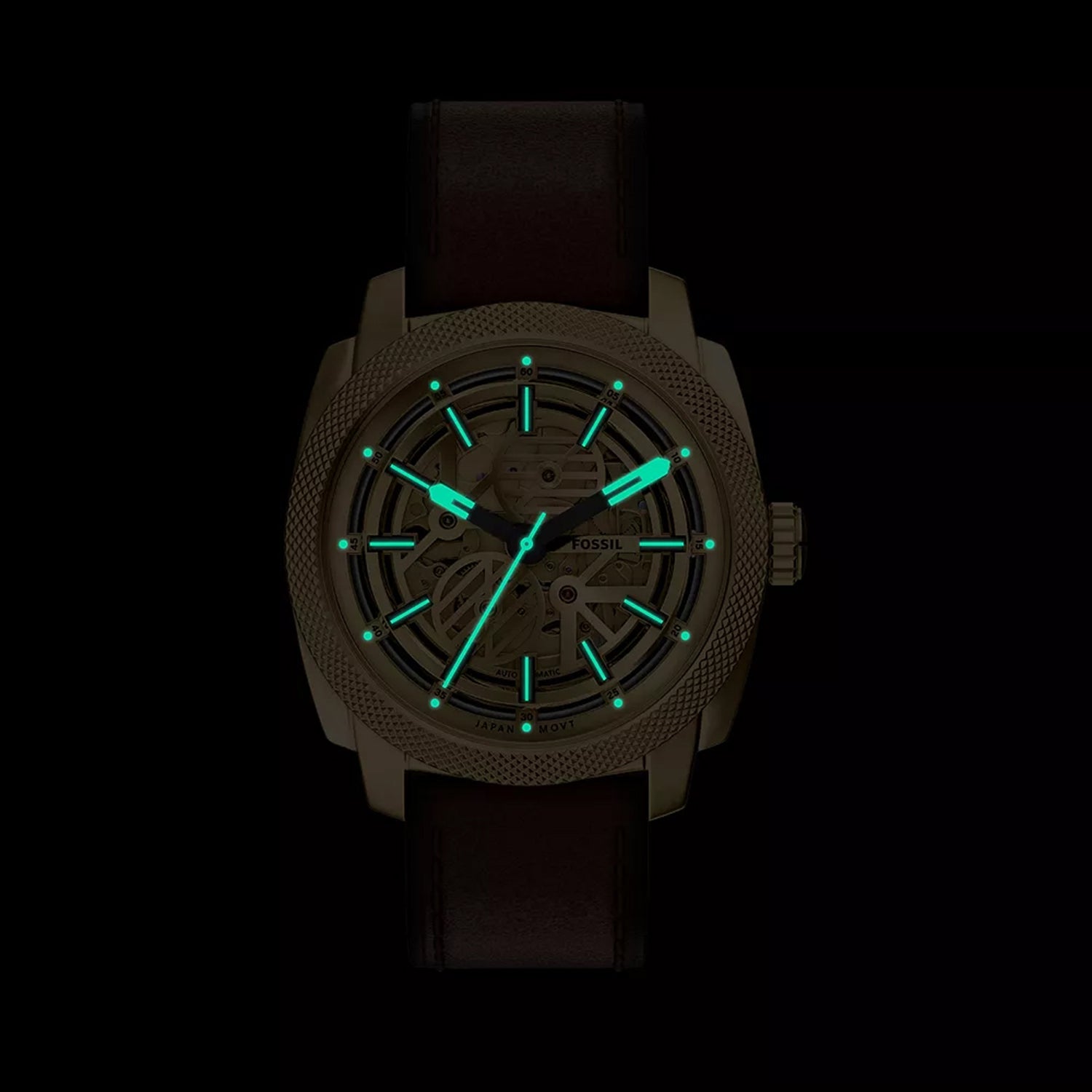 Men Automatic Gold Dial Analog Leather Watch ME3278