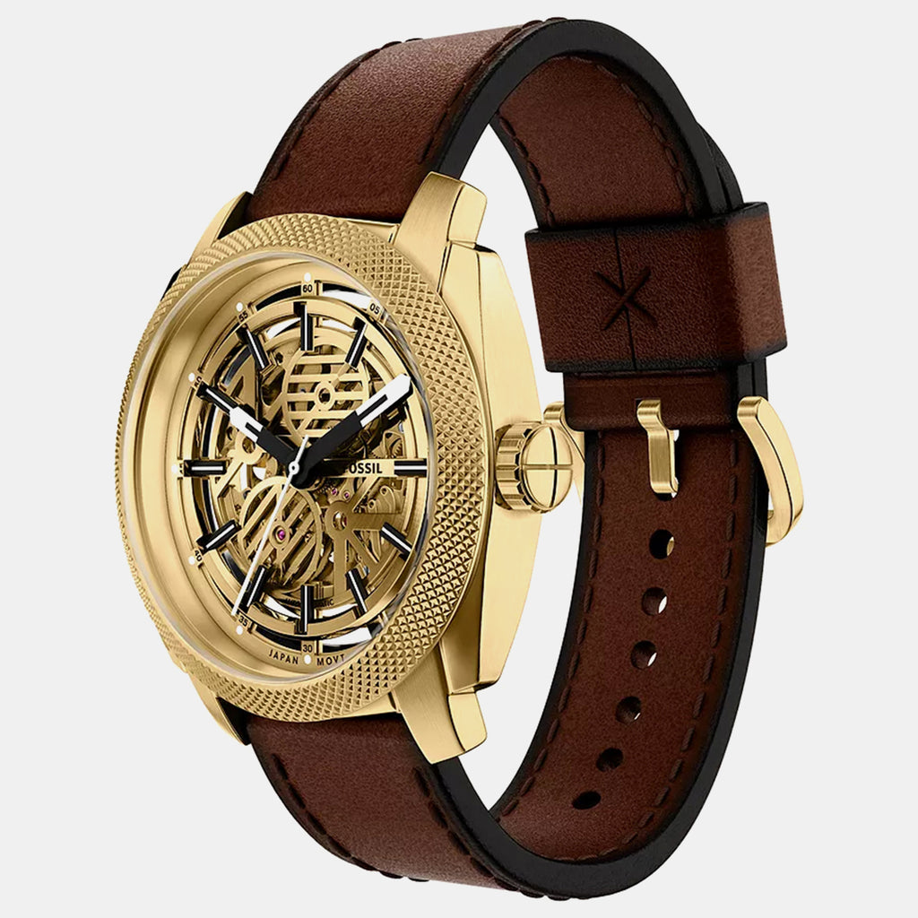 Men Automatic Gold Dial Analog Leather Watch ME3278