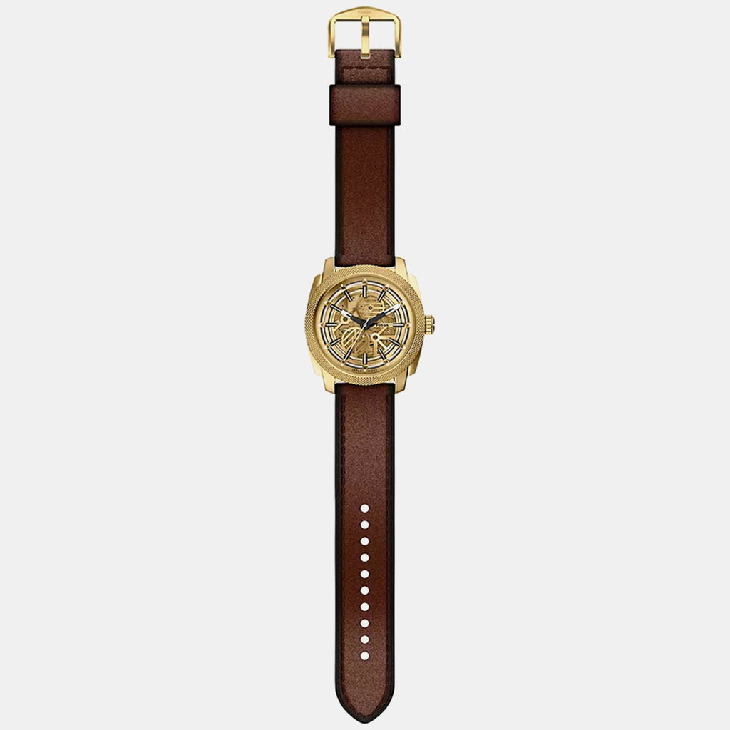 Men Automatic Gold Dial Analog Leather Watch ME3278