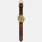Men Automatic Gold Dial Analog Leather Watch ME3278