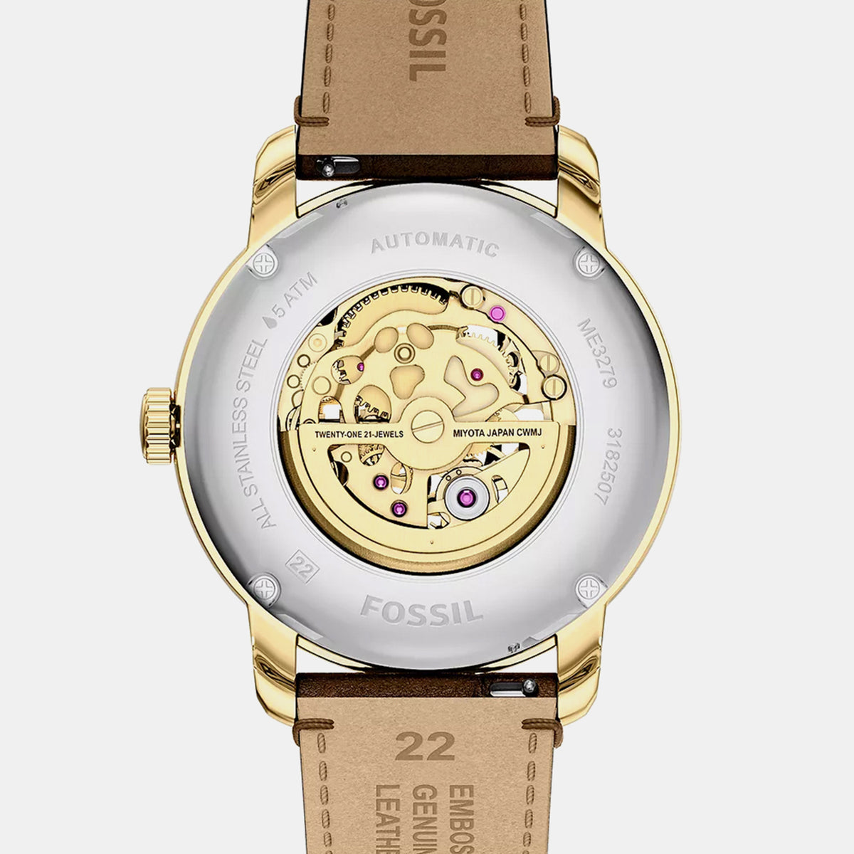 Heritage Men Automatic Gold Dial Analog Leather Watch ME3279