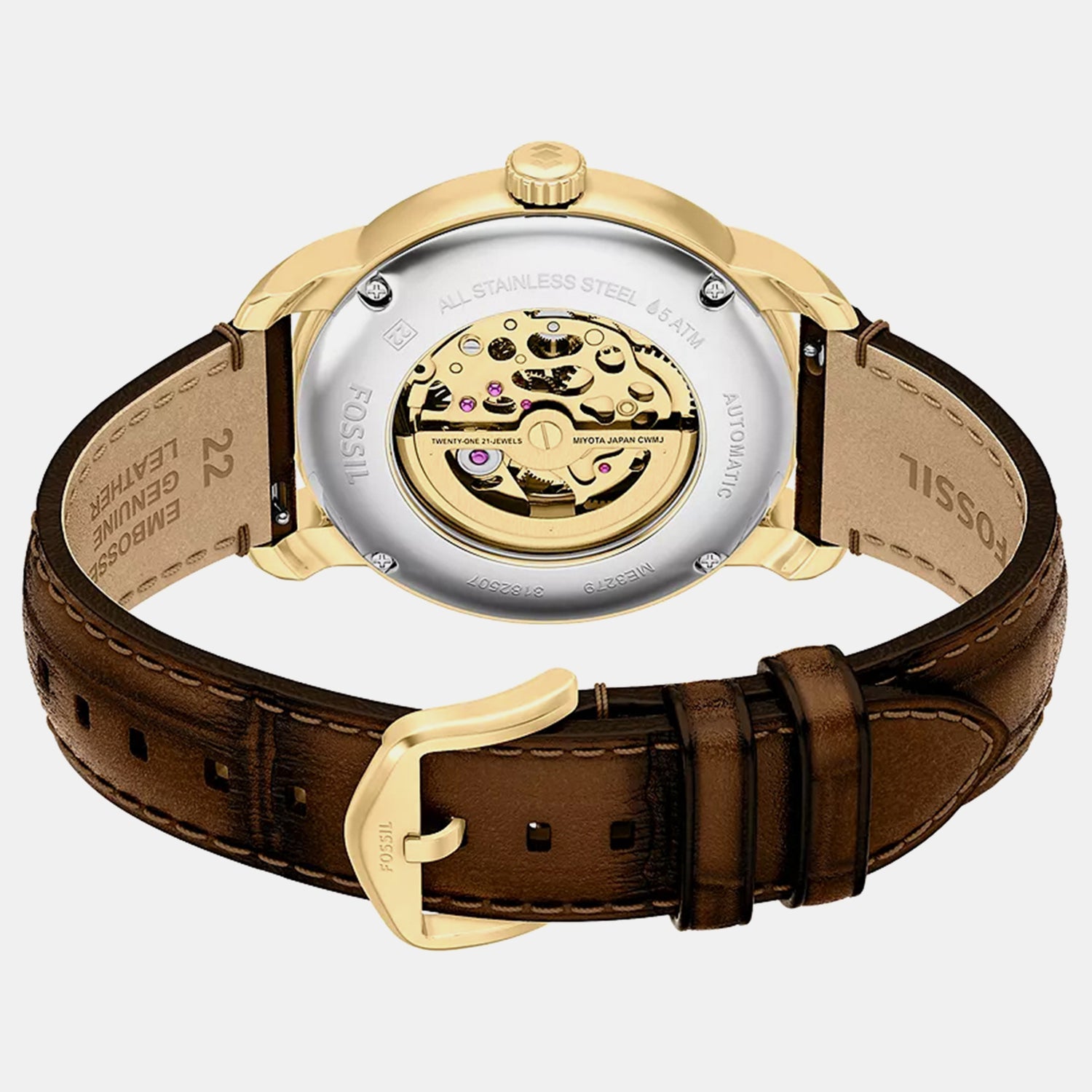 Men Automatic Gold Dial Analog Leather Watch ME3279