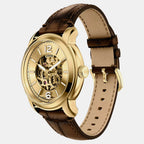 Men Automatic Gold Dial Analog Leather Watch ME3279