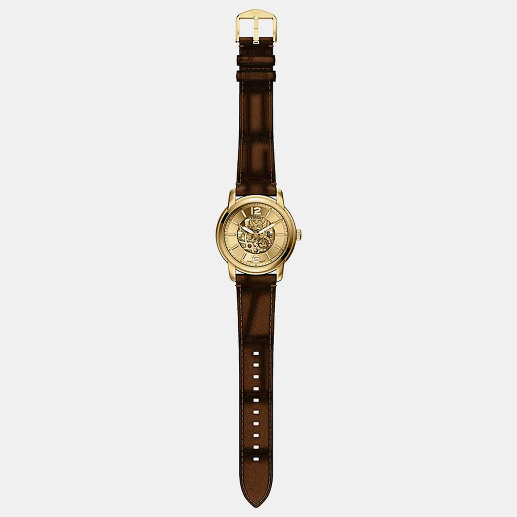 Men Automatic Gold Dial Analog Leather Watch ME3279