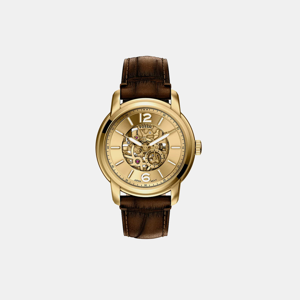Men Automatic Gold Dial Analog Leather Watch ME3279