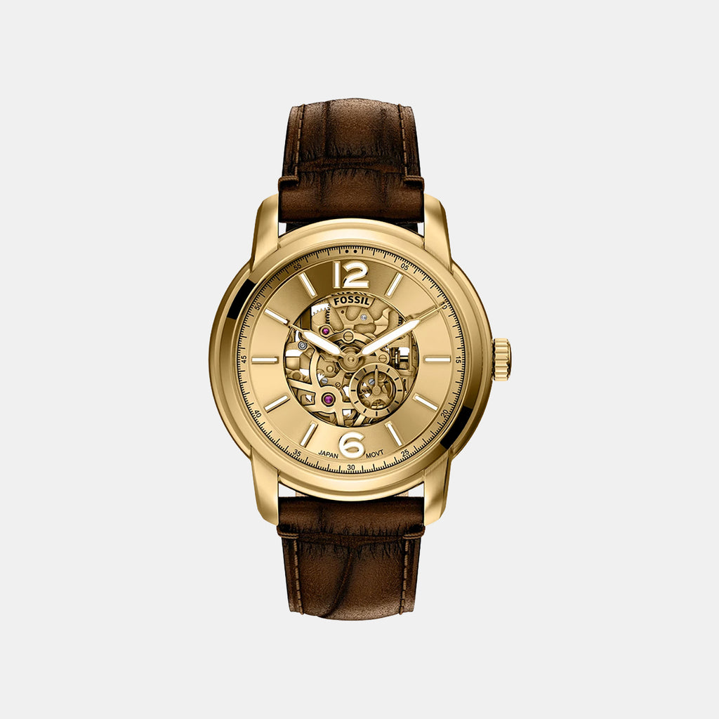 Men Automatic Gold Dial Analog Leather Watch ME3279