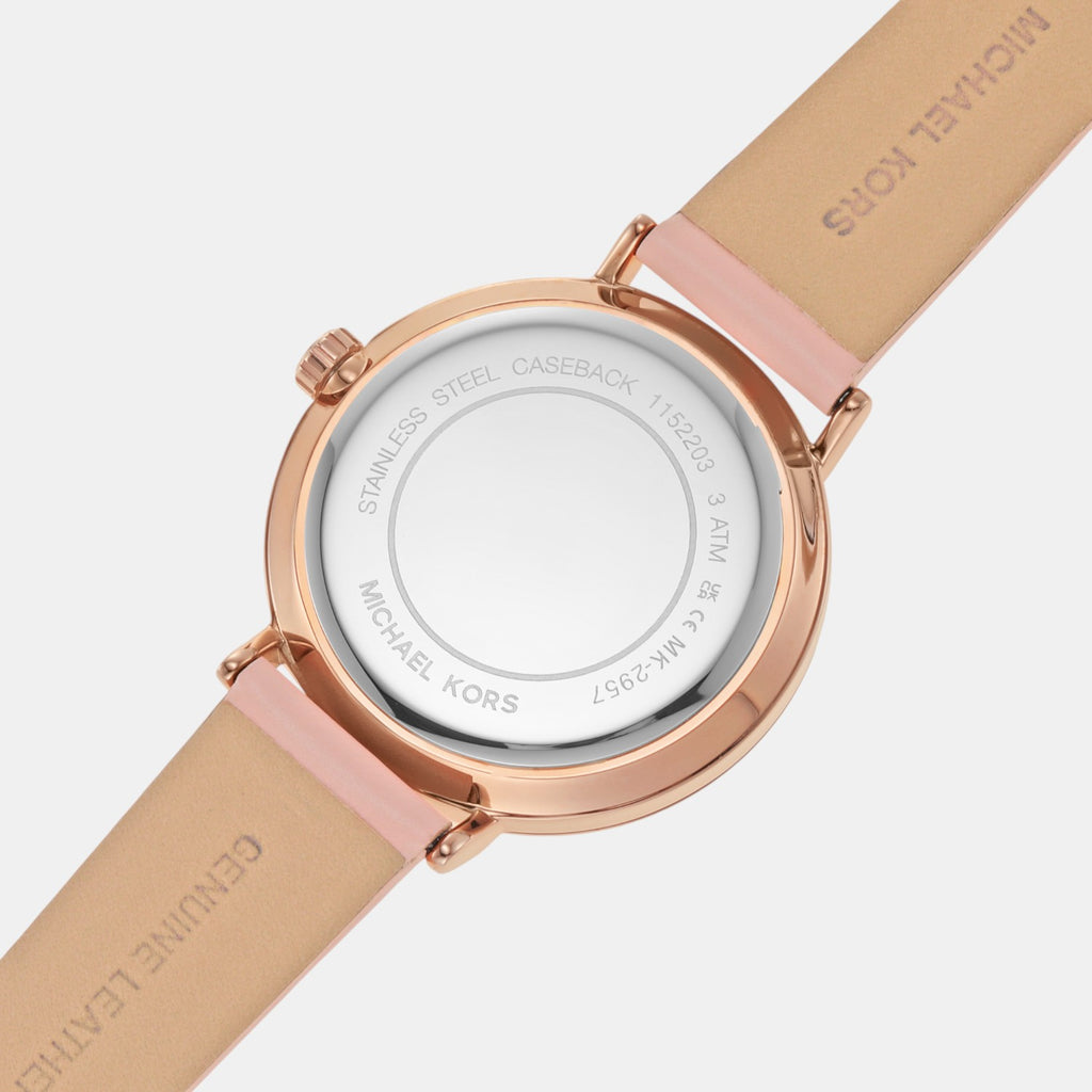 Addyson Women Quartz Rose Gold Dial Analog Leather Watch MK2957