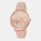 Addyson Women Quartz Rose Gold Dial Analog Leather Watch MK2957