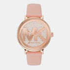 Addyson Women Quartz Rose Gold Dial Analog Leather Watch MK2957