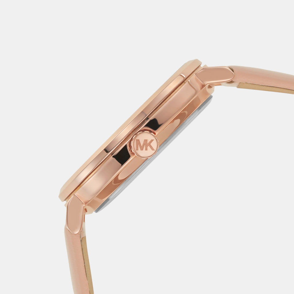 Addyson Women Quartz Rose Gold Dial Analog Leather Watch MK2957