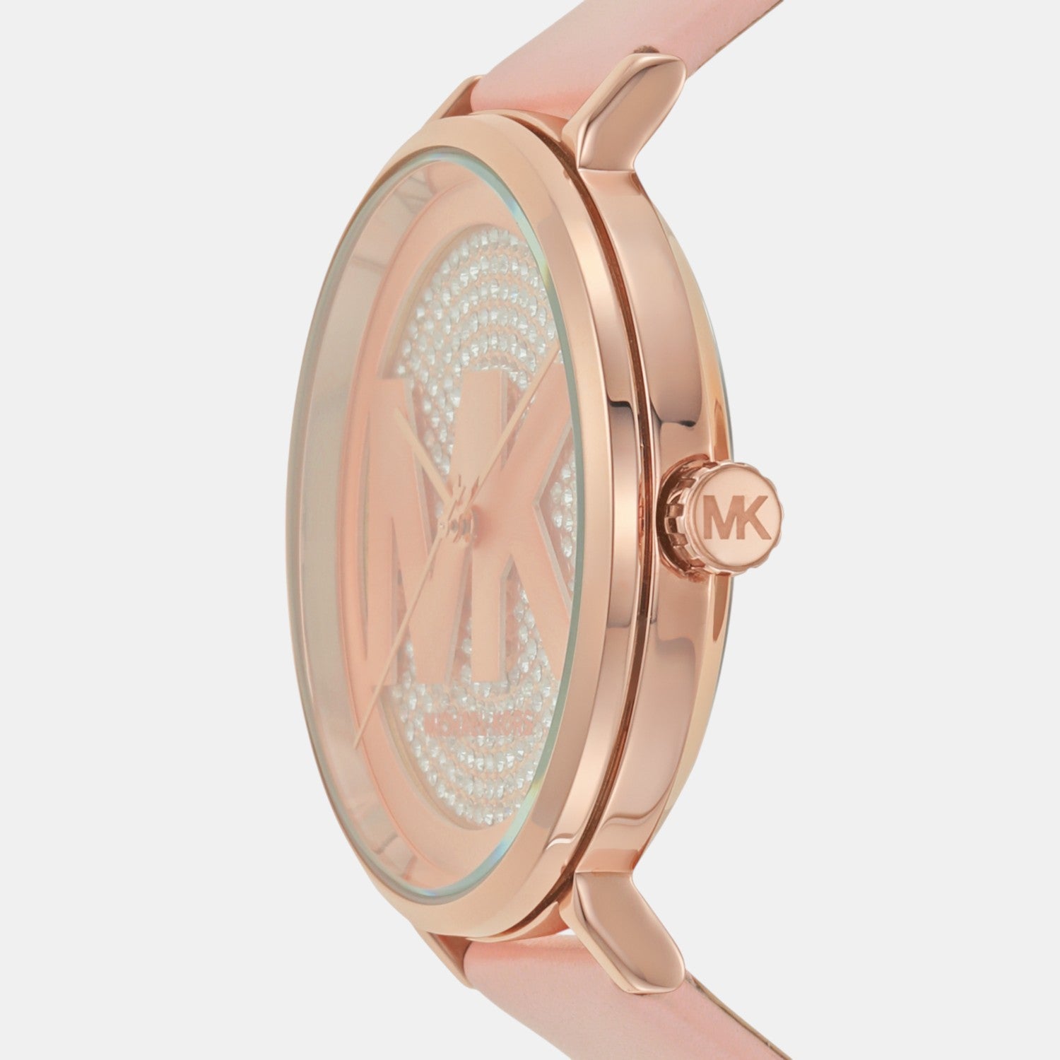 Addyson Women Quartz Rose Gold Dial Analog Leather Watch MK2957