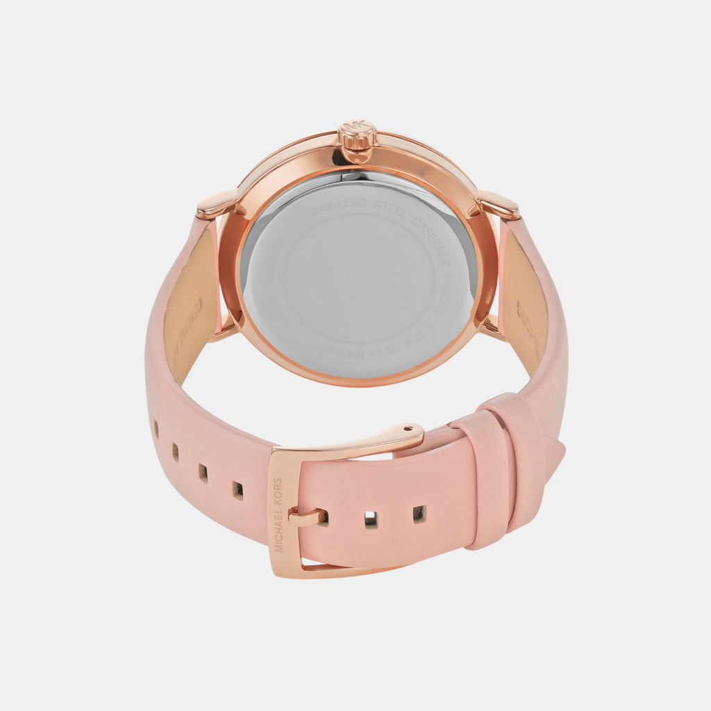 Addyson Women Quartz Rose Gold Dial Analog Leather Watch MK2957