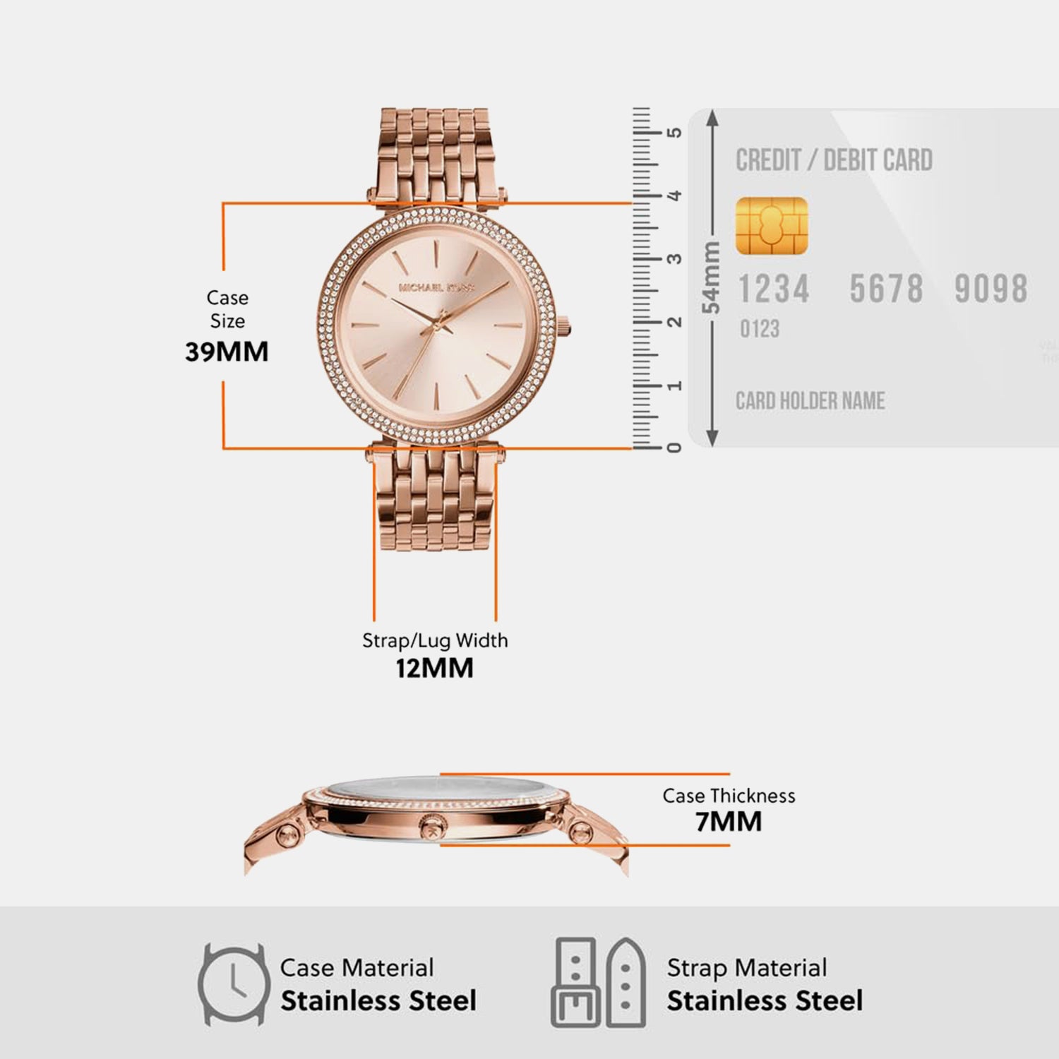 Darci Women Quartz Rose Gold Dial Analog Stainless Steel Watch MK3192