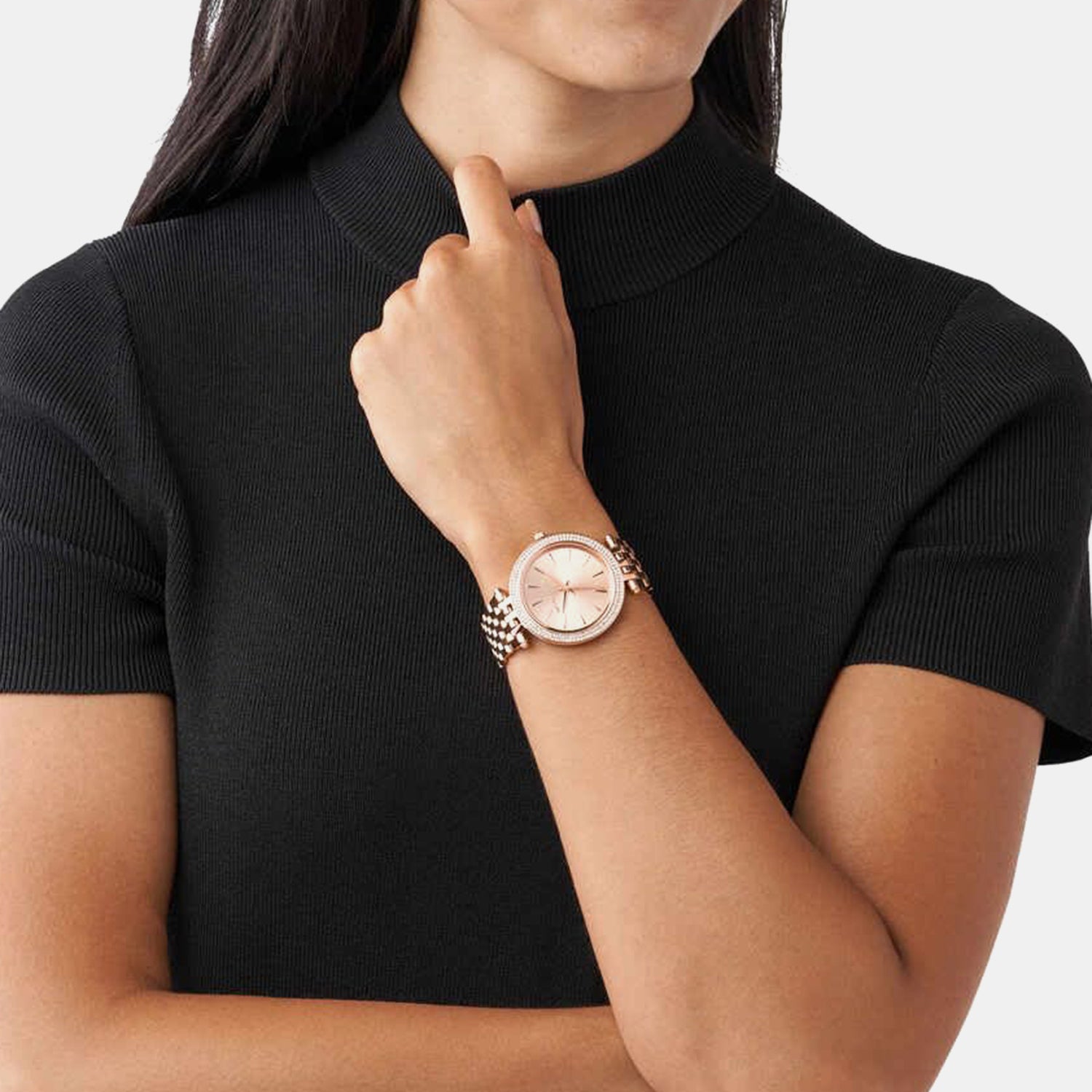 Darci Women Quartz Rose Gold Dial Analog Stainless Steel Watch MK3192