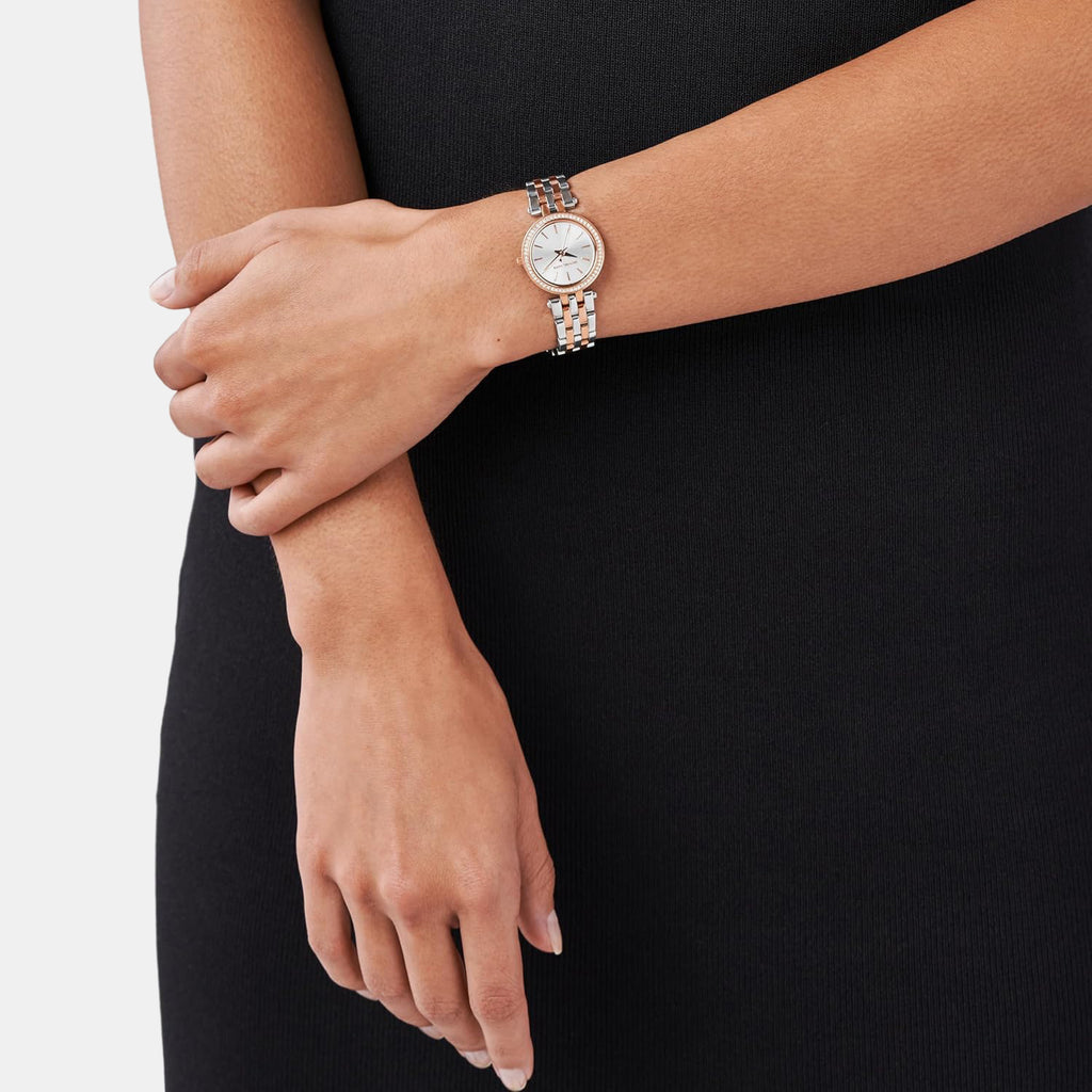 Petite Darci Women Quartz Silver Dial Analog Stainless Steel Watch MK3298