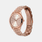 Mini Slim Runway Women Quartz Pink Dial Analog Stainless Steel Watch MK3513
