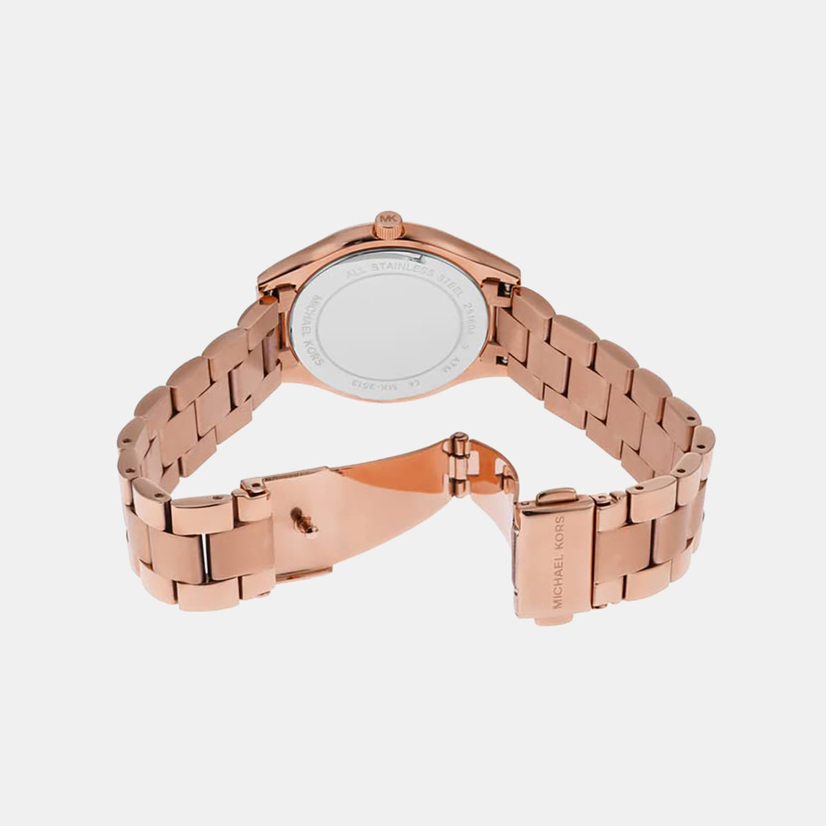 Mini Slim Runway Women Quartz Rose Gold Dial Analog Stainless Steel Watch MK3513