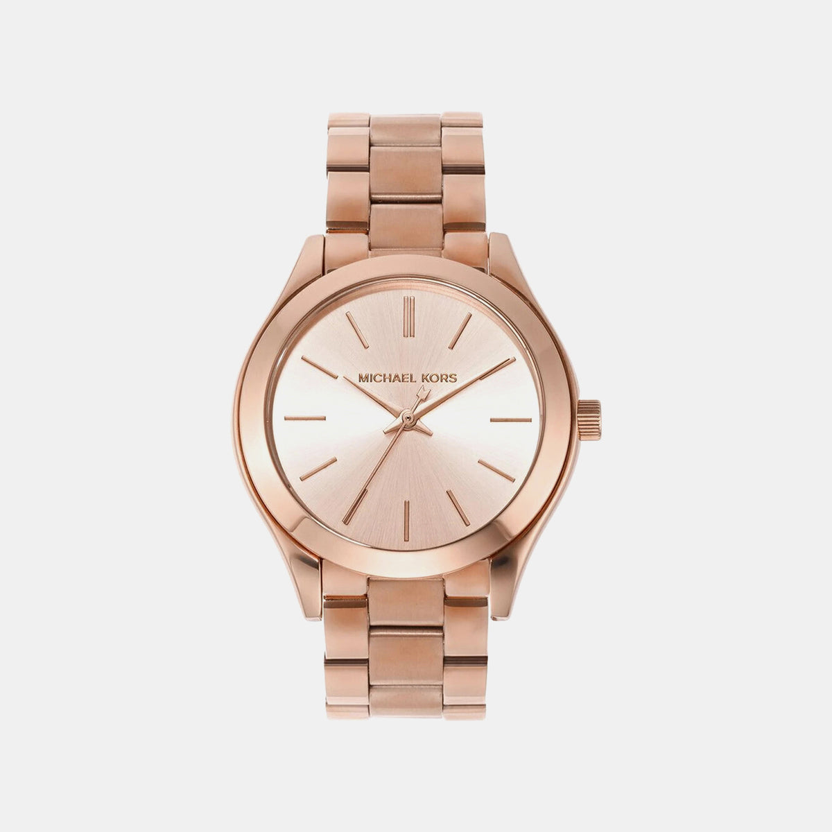 Mini Slim Runway Women Quartz Rose Gold Dial Analog Stainless Steel Watch MK3513