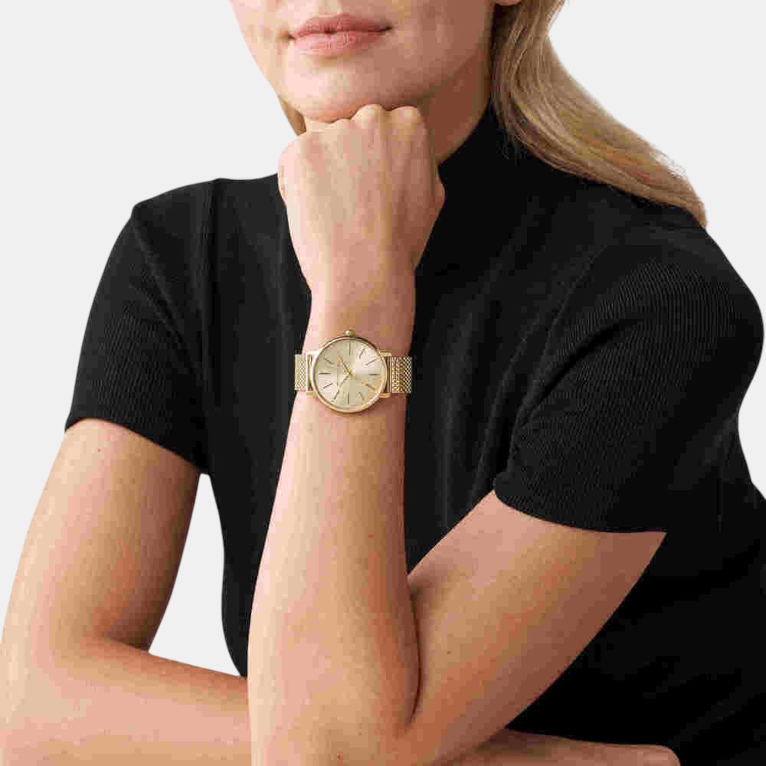 Pyper Women Quartz Gold Dial Analog Stainless Steel Watch MK4339