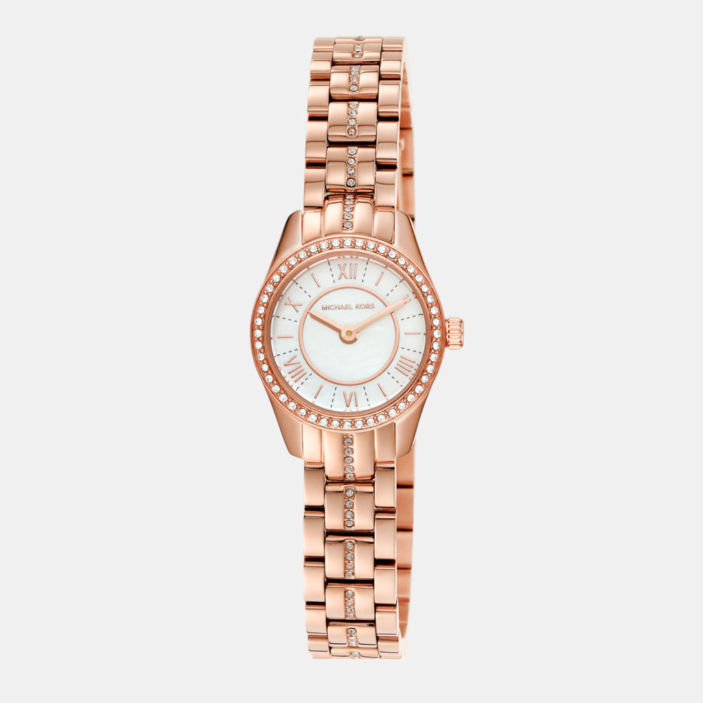 Lauryn Women Quartz White Mother Of Pearl Dial Analog Stainless Steel Watch MK4485