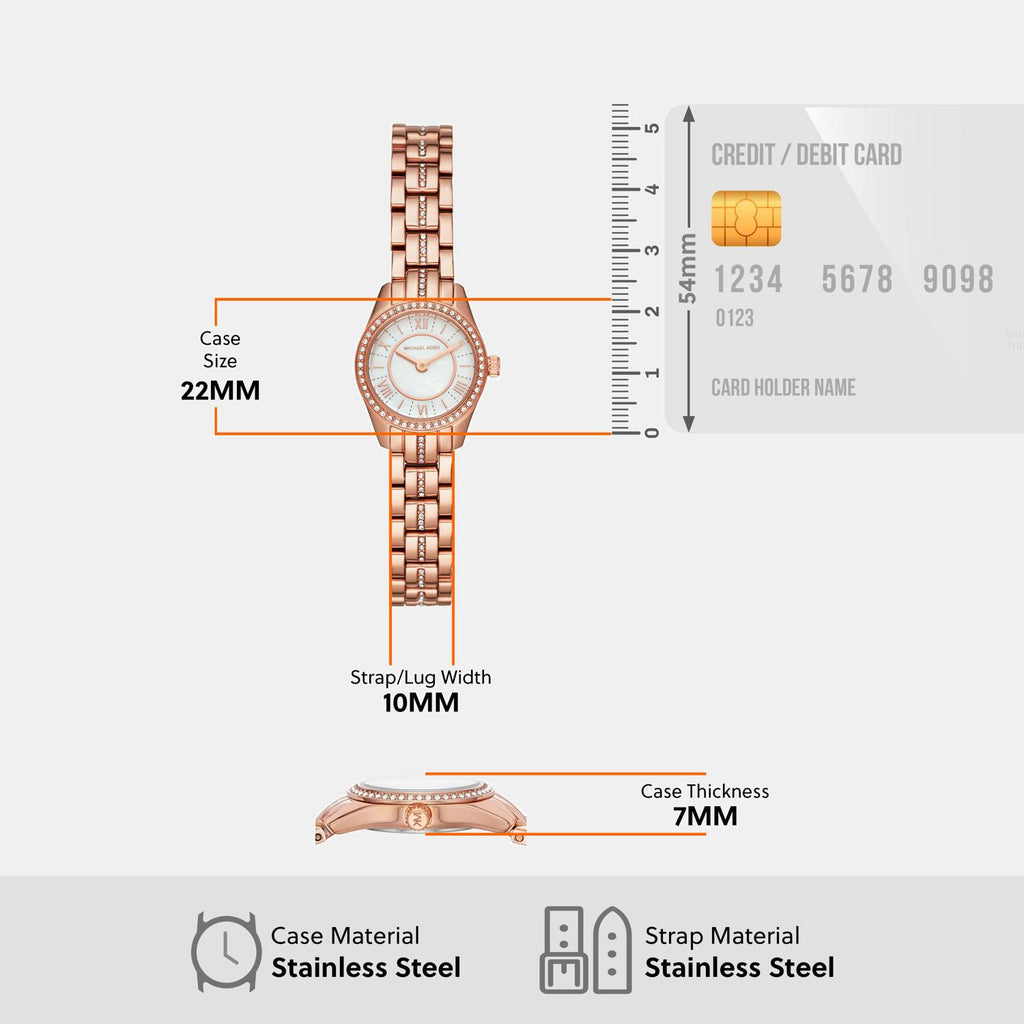 Lauryn Women Quartz White Mother Of Pearl Dial Analog Stainless Steel Watch MK4485