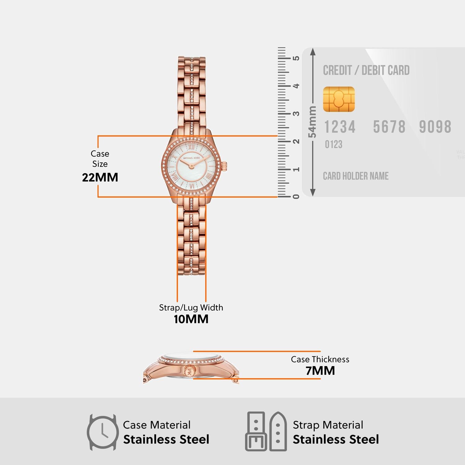 Lauryn Women Quartz White Mother Of Pearl Dial Analog Stainless Steel Watch MK4485