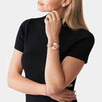 Portia Women Quartz Pink Dial Analog Stainless Steel Watch MK4598