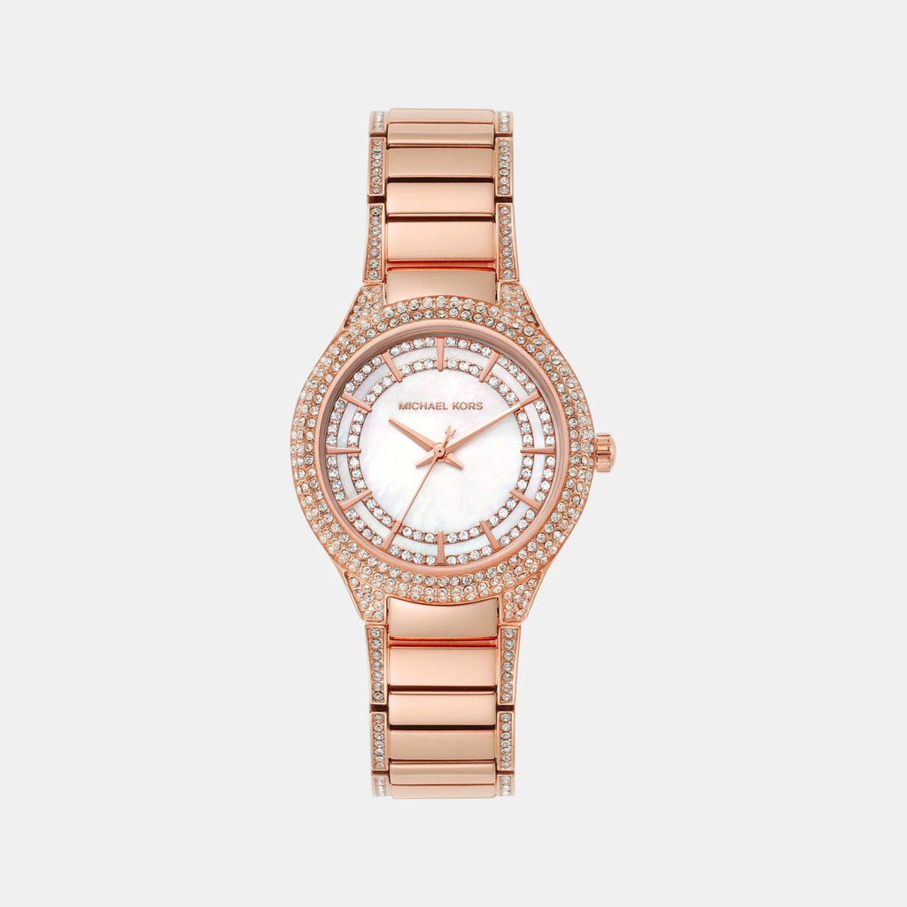 Sylvia Women Quartz White Dial Analog Stainless Steel Watch MK4656