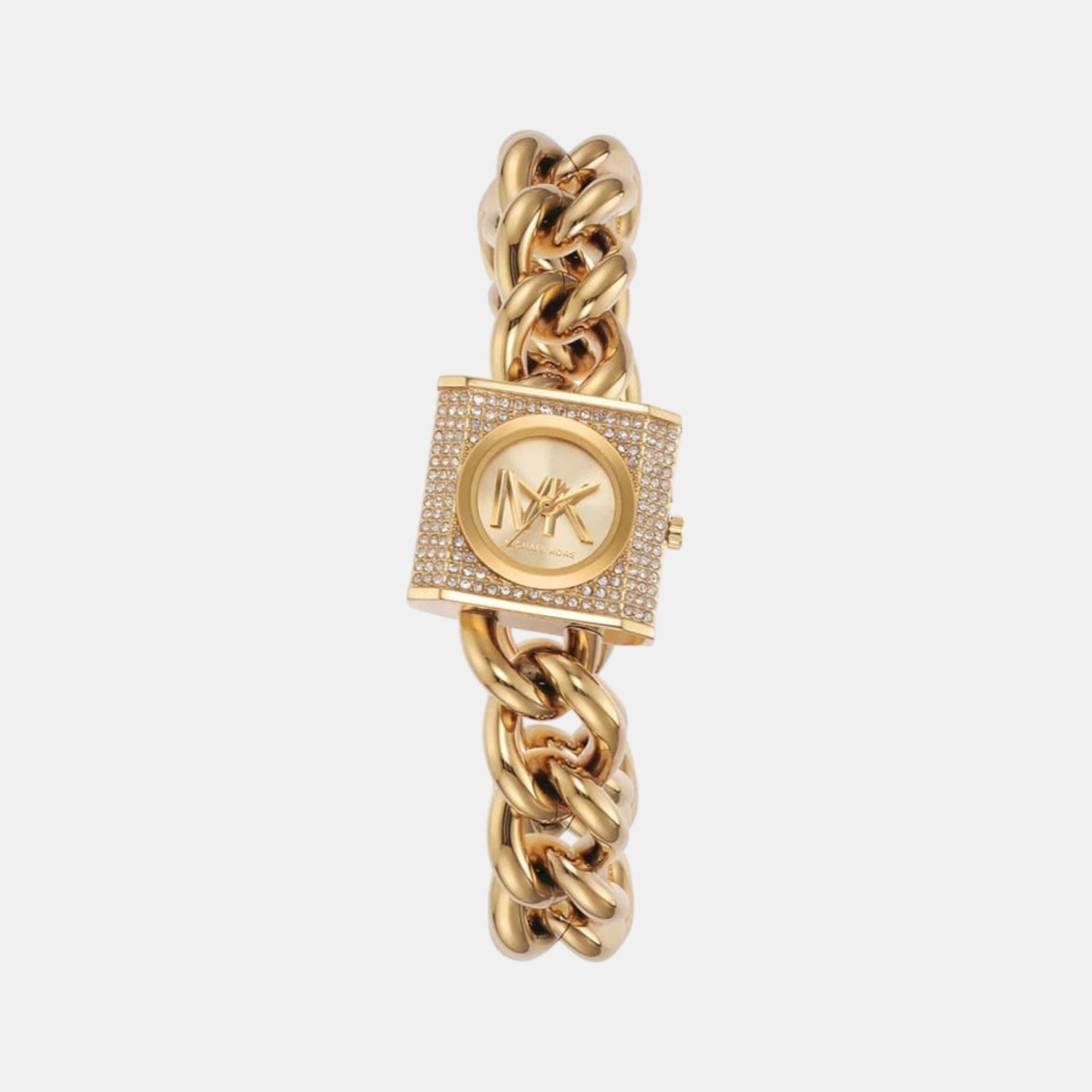 Mk Chain Lock Women Quartz Gold Dial Analog Stainless Steel Watch MK4711