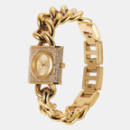 Mk Chain Lock Women Quartz Gold Dial Analog Stainless Steel Watch MK4711