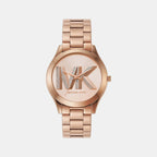 Slim Runway Women Quartz Rose Gold Dial Analog Stainless Steel Watch MK4733