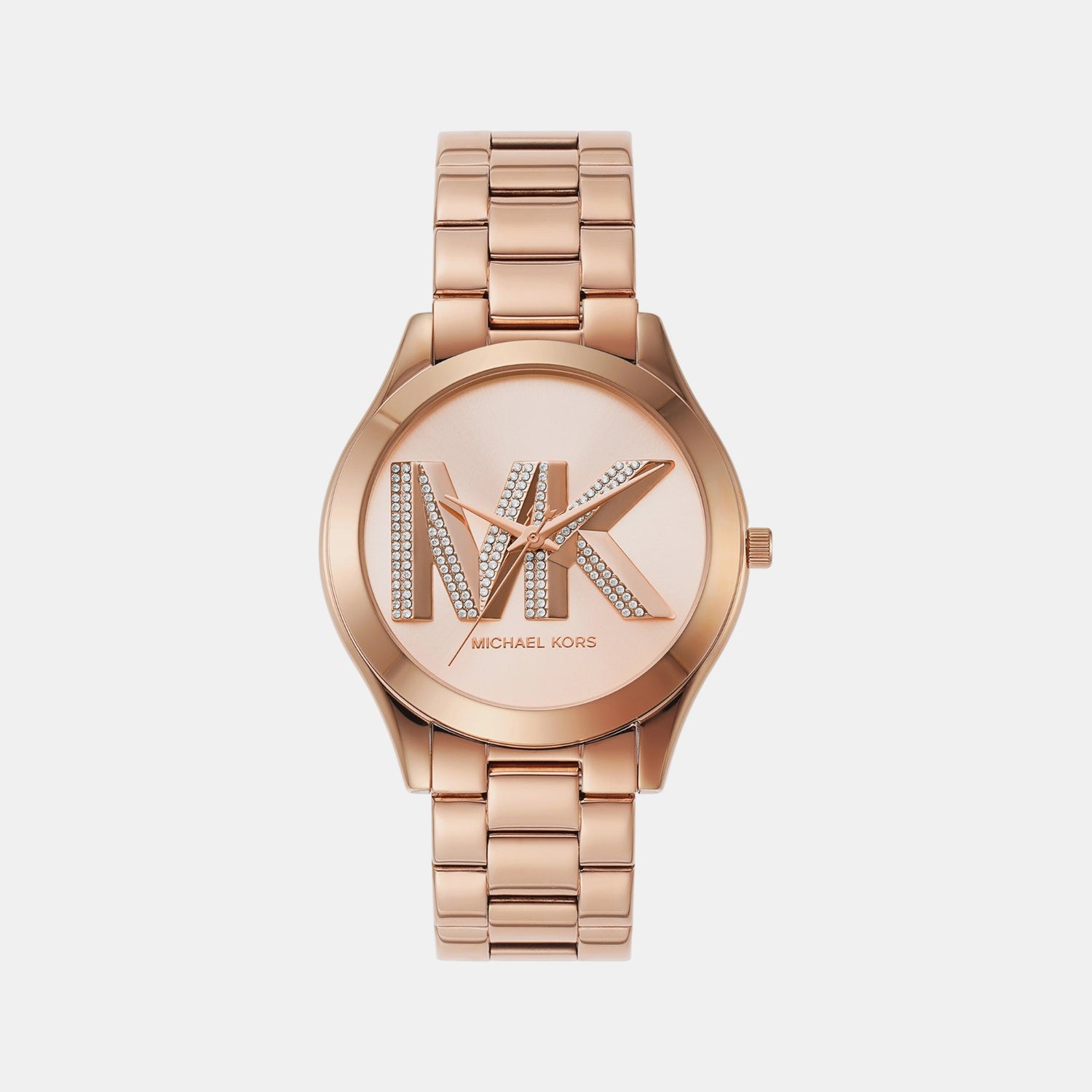 Slim Runway Women Quartz Rose Gold Dial Analog Stainless Steel Watch MK4733