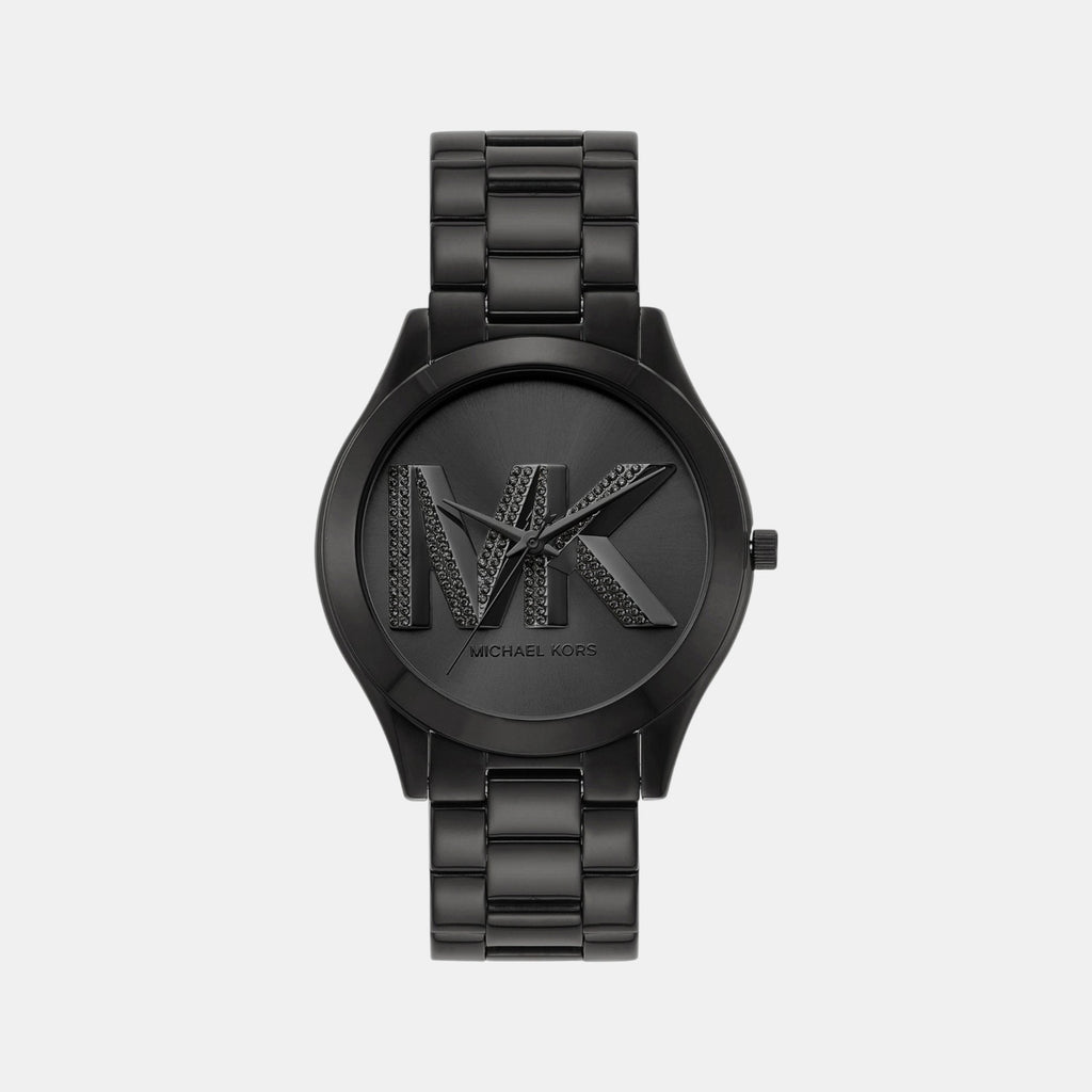 Slim Runway Women Quartz Black Dial Analog Stainless Steel Watch MK4734