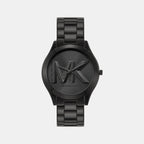 Slim Runway Women Quartz Black Dial Analog Stainless Steel Watch MK4734