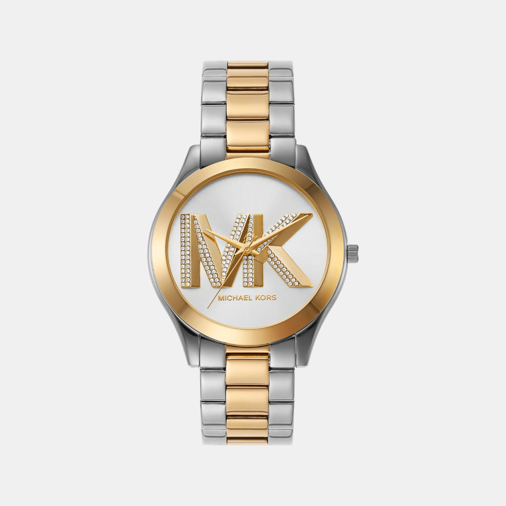 Slim Runway Women Quartz Two Tone Dial Analog Stainless Steel Watch MK4735