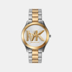 Slim Runway Women Quartz Two Tone Dial Analog Stainless Steel Watch MK4735